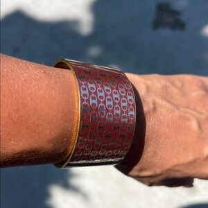 Tory Burch Red and Gold Open Cuff